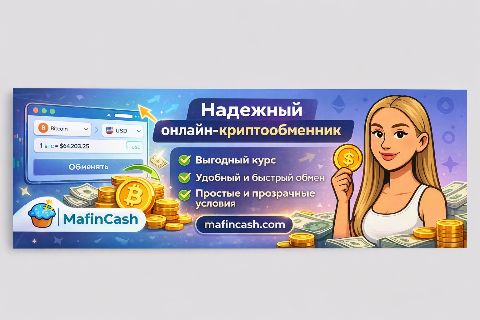 MafinCash — a reliable online cryptocurrency exchange service!